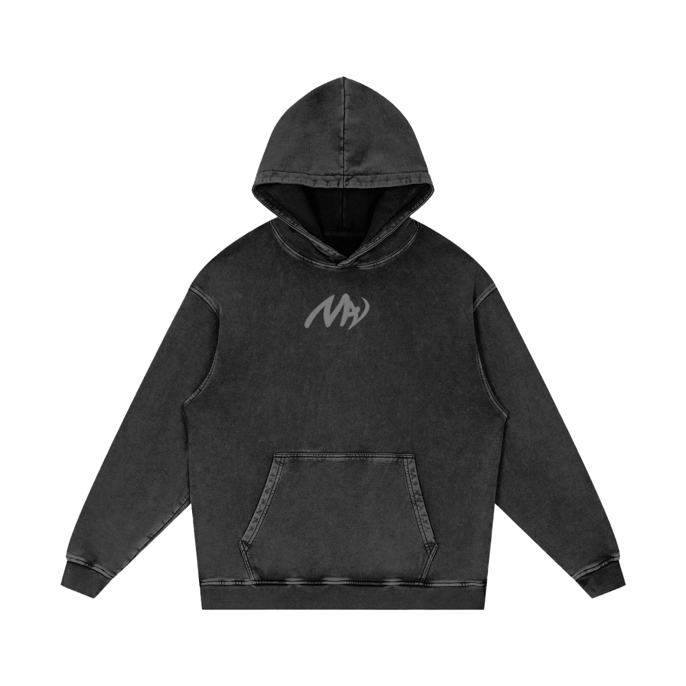 Acid Wash Oversize MAV Hoodie Black