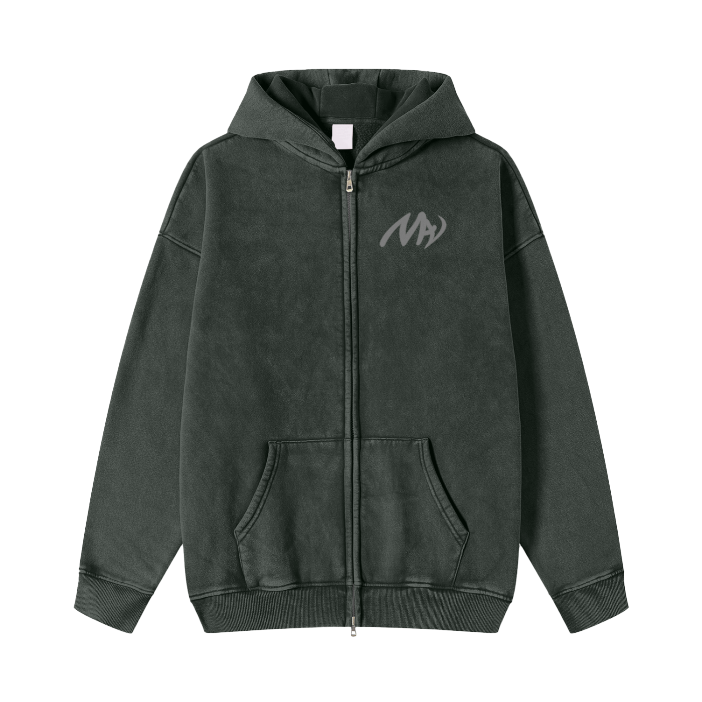 Snow Washed Zip-Through Hoodie